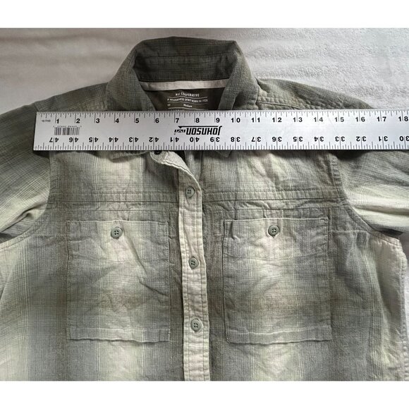 REI Co-Op Womens Plaid Button-Up Shirt Medium Olive Cotton Long Sleeve Casual - Picture 5 of 7